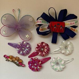 8 girls hair clips barrettes - flowers, butterfly